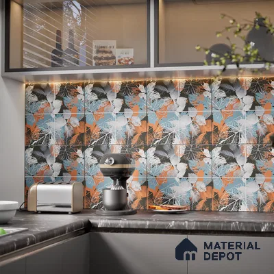 Floral Wall Tile TL 07248 C Plana 8003 GLM (Silver) 1 ft x 1 ft Ceramic Matte Finish - 9 mm  | 2 mm Spacer is Mandatory | Please Expect a Slight Variation of Pattern (Sample)